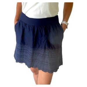 💙💚Caslon Navy Scalloped Eyelet Skirt with Pockets• Lime Green attached slip